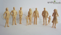 8 x Modell Figuren, stehende, unbemalt, Modellbau 1: 25 und Spur