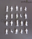 100 x Modell Figuren, weiß, für Modellbau 1:300, Schmalspur