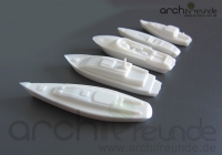 5 x Modell Schiff Boat 50mm -76mm, wei, Modellbau 1:100