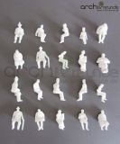 25 x sitzende Modell Figuren, Reisende, wei, 1:87, Spur H0